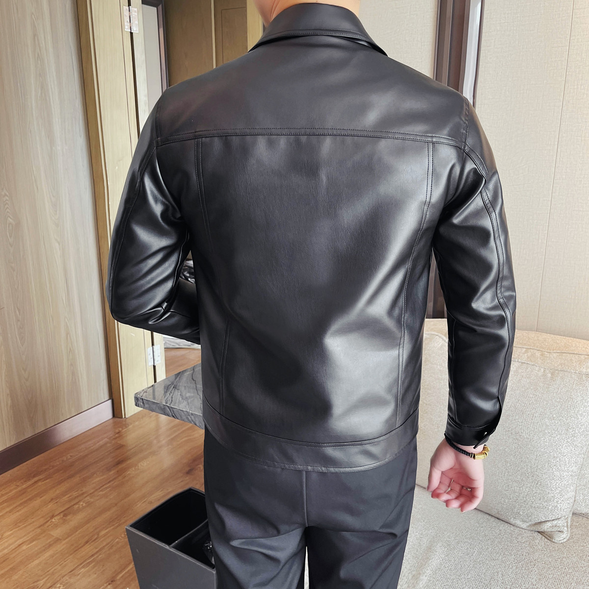 JK302-P108皮衣外套男士春秋季新款潮牌高端修身痞帅休闲机车皮夹,男装皮衣,电商B333