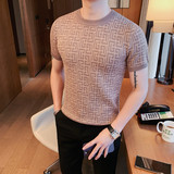 B201-P58男士夏季短袖t恤修身针织圆领拼色体恤，男装T恤，电商B333