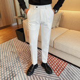 XK042-特P58纯色西裤男士秋冬新款刺绣款商务休闲长裤小脚裤，男装西裤，电商B333