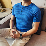 2617-P38条纹短袖POLO衫男士夏季修身无领半袖体恤，男装Polo衫，电商B333