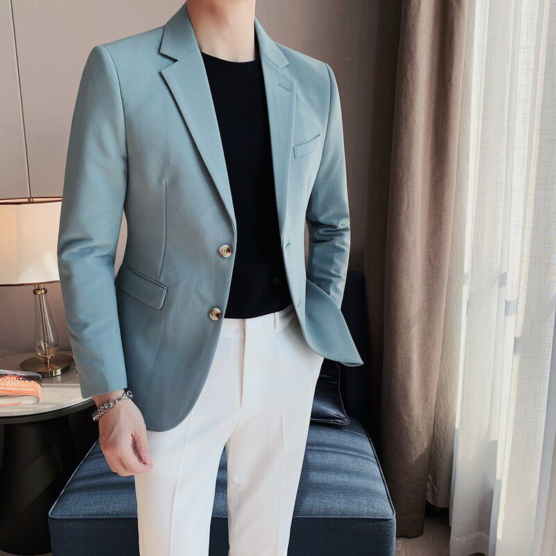 XZ502-P155单排扣西装外套男士商务免烫便服修身休闲纯色西服图片
