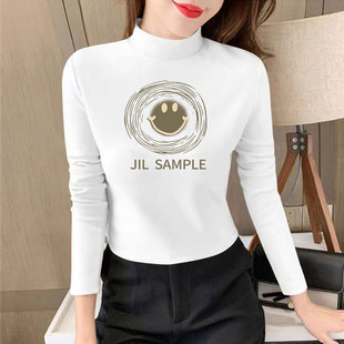 显瘦加厚保暖打底衫 T恤百搭上衣修身 洋气女德绒半高领长袖 秋冬季