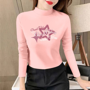 百搭内搭保暖上衣外穿洋气加厚打底衫 T恤修身 女半高领长袖 秋冬款