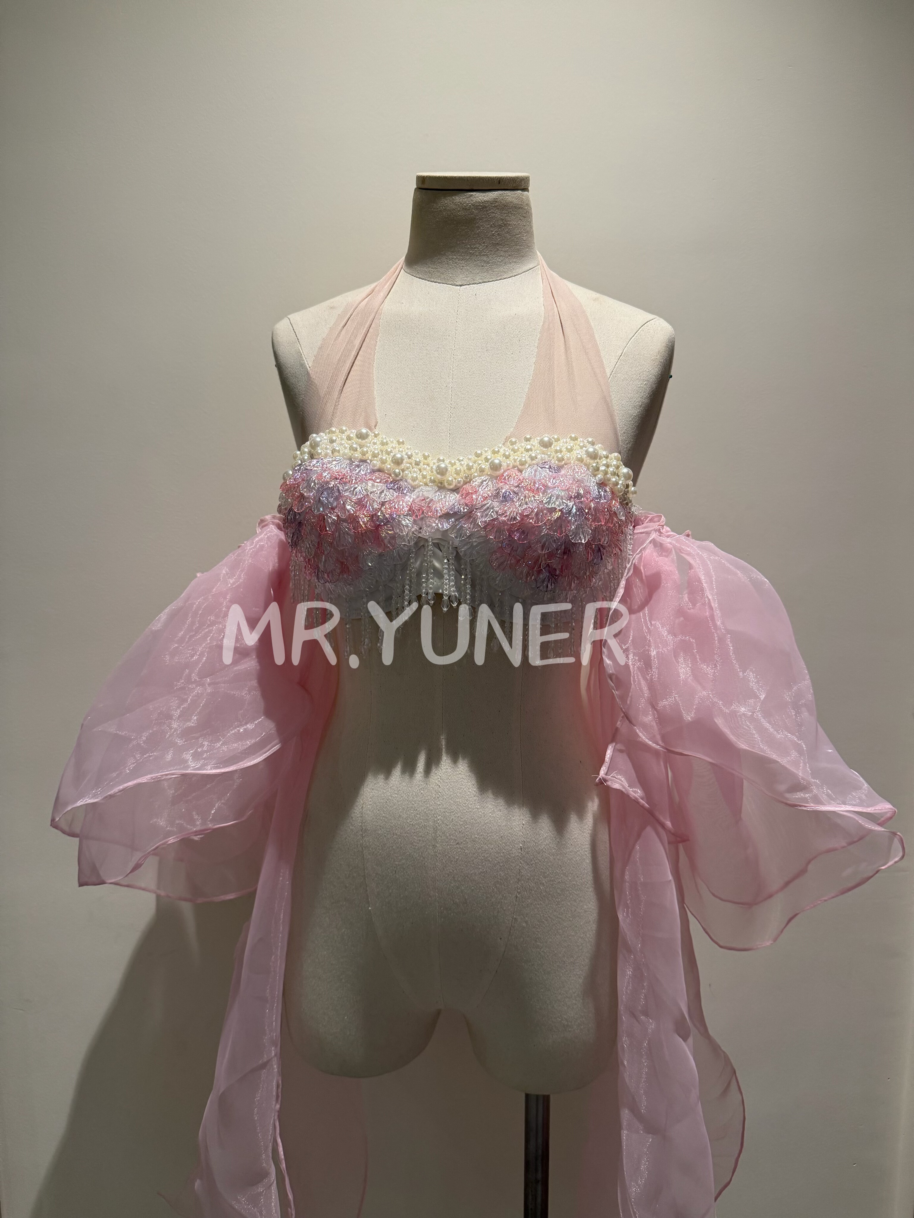 水钻流苏吊坠表演文胸美人鱼泳衣