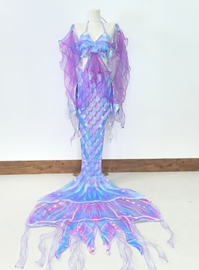 芸儿MRYUNER原创美人鱼水母澳洲脚蹼mahina烫金尾巴儿童成人潜水