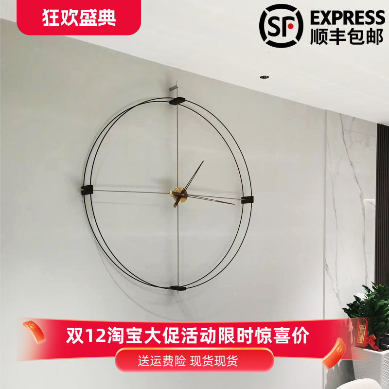 黄铜轻奢大气餐厅实木个性挂钟表