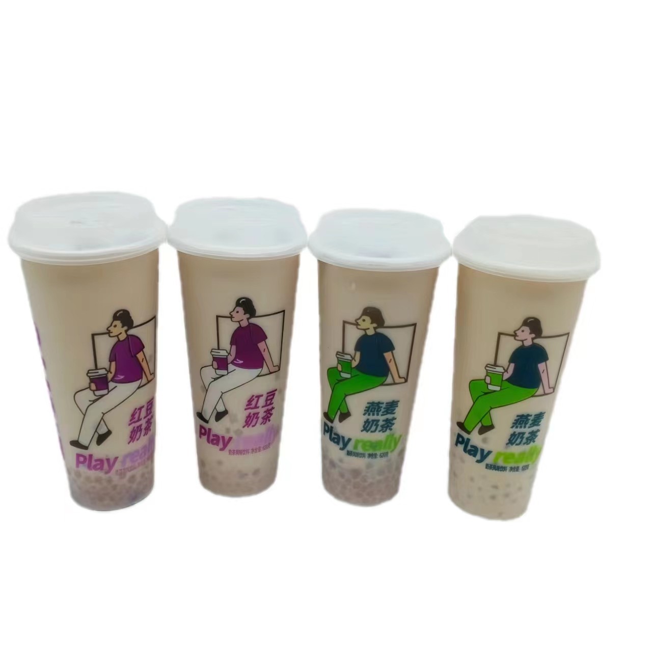 拳哲真红豆奶茶燕麦奶茶满满一杯620克风味饮料校园休闲下午茶