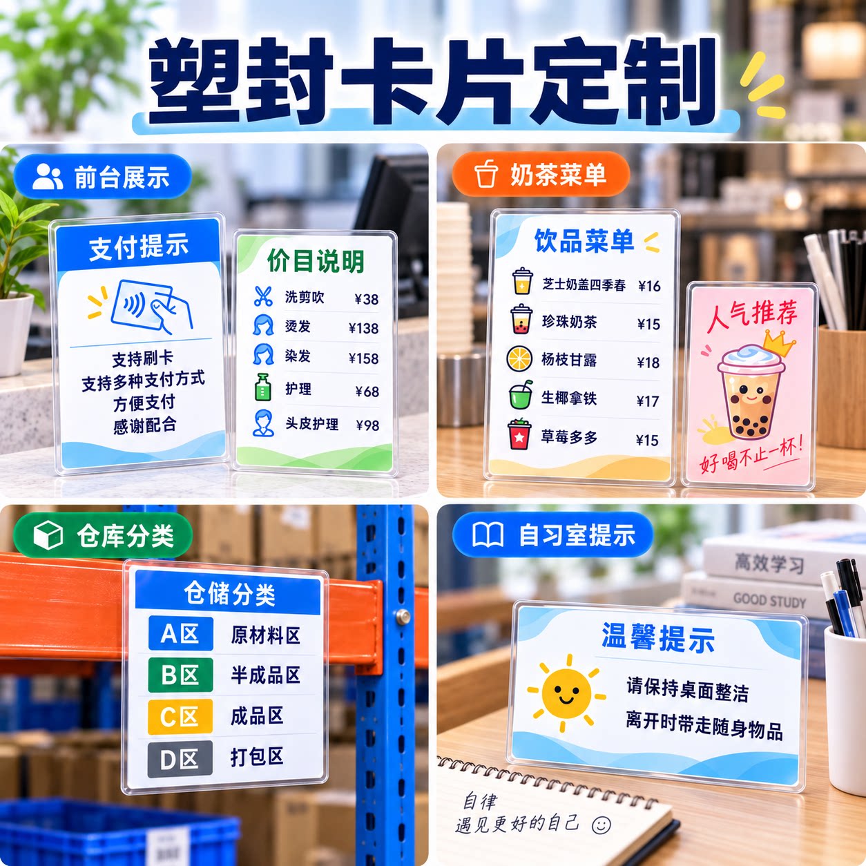 塑封展示卡定制图文可改印刷