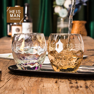 创意菠萝威士忌酒杯异形玻璃水杯家用透明蛋形杯金边杯子果汁杯