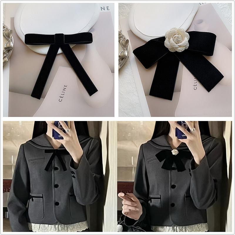 黑色红色蝴蝶结领结jk衬衫女领饰学院风领花装饰丝绒高档领部配饰