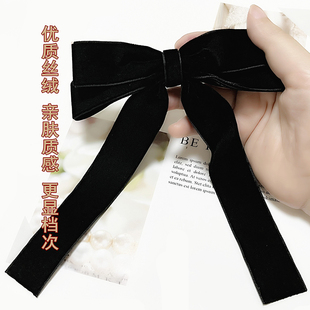 黑色丝绒领结女蝴蝶结衣服装 饰胸前搭小香风外套上衣配件胸针别针