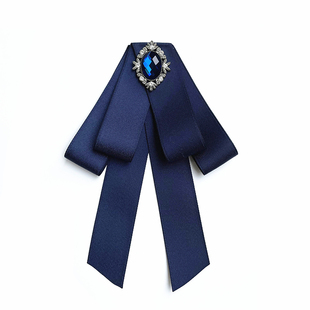 学院风蓝色飘带免打蝴蝶结白衬衫JK制服别针领结女生职业领花配饰