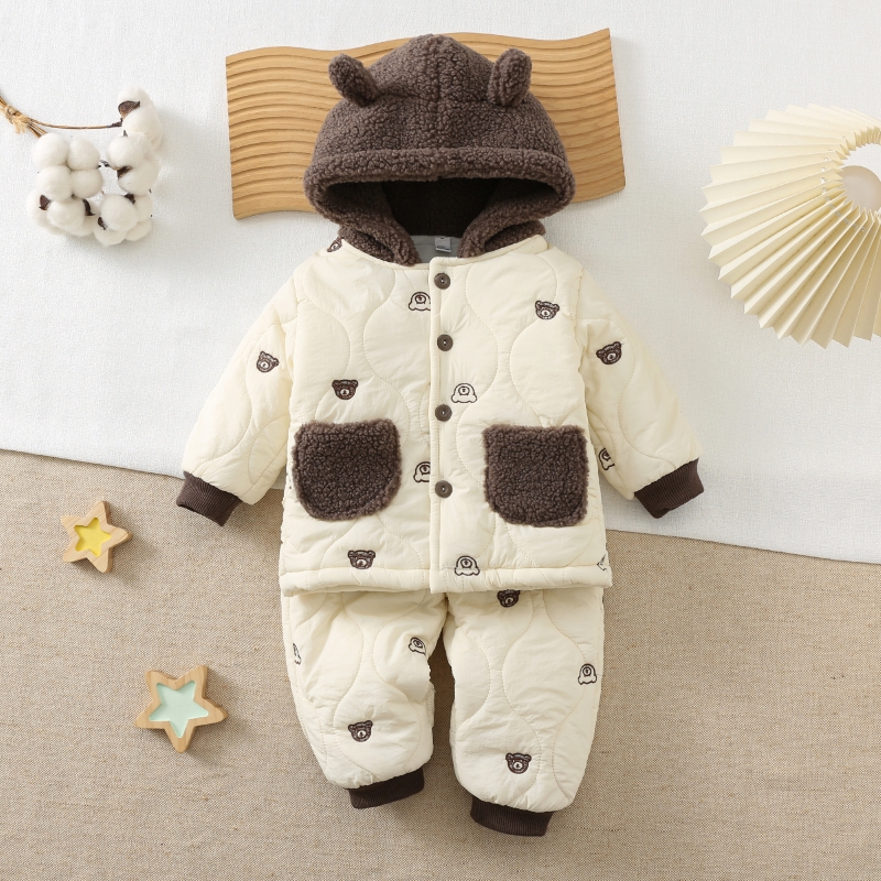 婴儿加绒外套夹棉加厚秋冬衣服1岁女宝保暖棉衣男宝冬装宝宝棉服