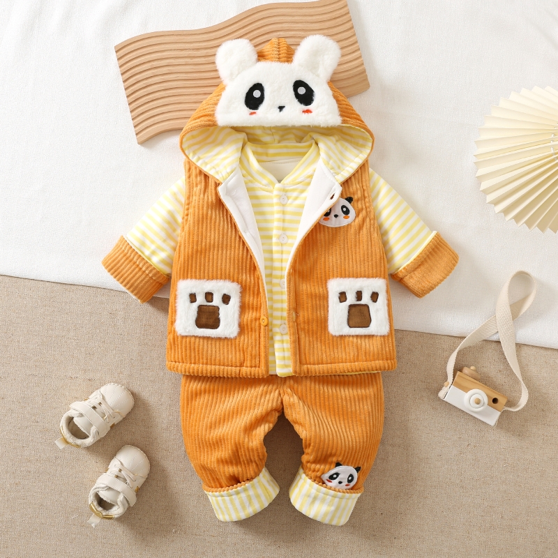 男女宝宝衣服秋冬棉衣马甲三件套