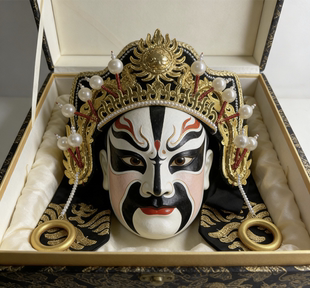 川剧变脸头盔配饰五佛冠耳环舞台表演道具手工制作帽盔黄耳环一对