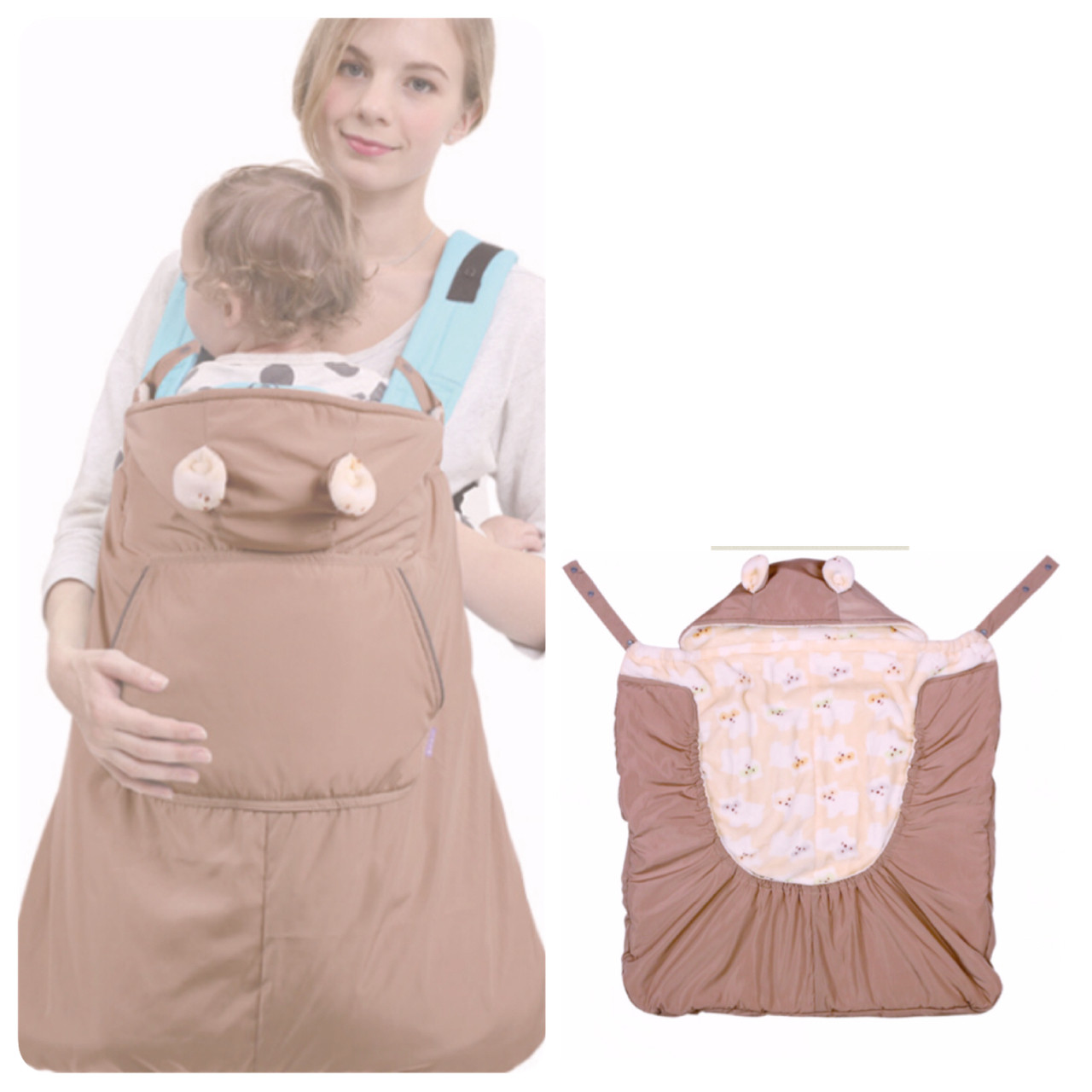 秋冬新款新生婴儿抱被宝宝外出防风保暖加绒带帽纯色披风斗篷