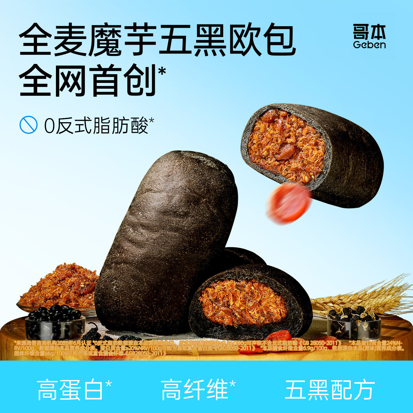 全麦魔芋五黑欧包油泼辣子味肉酥松面包减低0代餐饱腹主食脂早餐