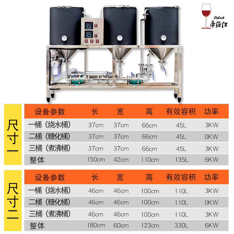 帝伯仕美式三桶自酿一体机 304不锈钢  精酿设备 啤酒设备