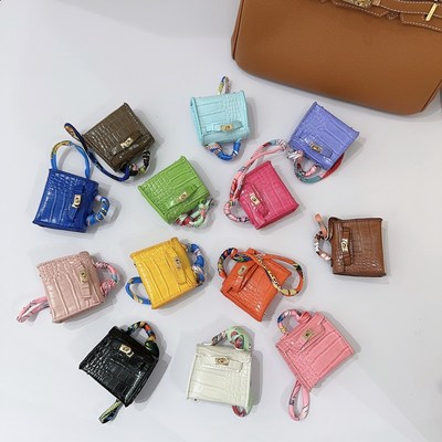 高档鳄鱼纹凯莉迷你包包挂件创意皮革车钥匙扣挂饰车挂可爱娃包女