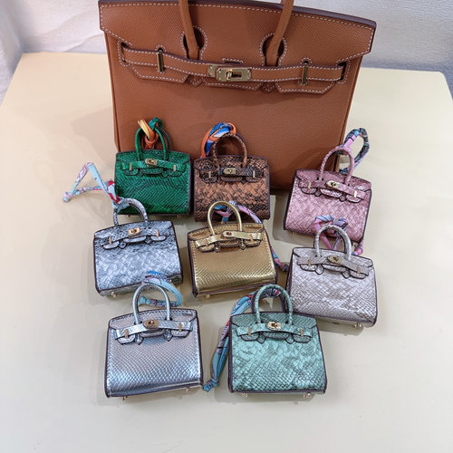 迷你蛇纹铂金包创意耳机包挂饰时尚包包挂件ins潮玩背景墙摆件