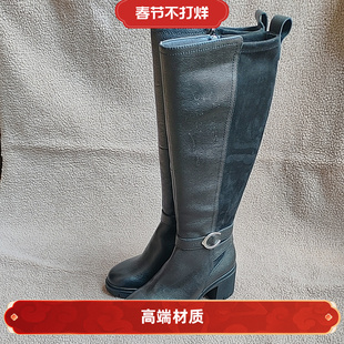 Tamaris 原单真皮女鞋2026新款高跟骑士靴女英伦风厚底长筒靴37码