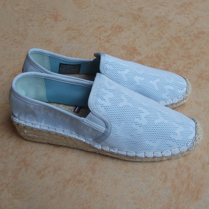 瑕疵处理鞋中跟 4cm坡跟麻绳渔夫鞋深口休闲透气单鞋纯元外贸鞋42