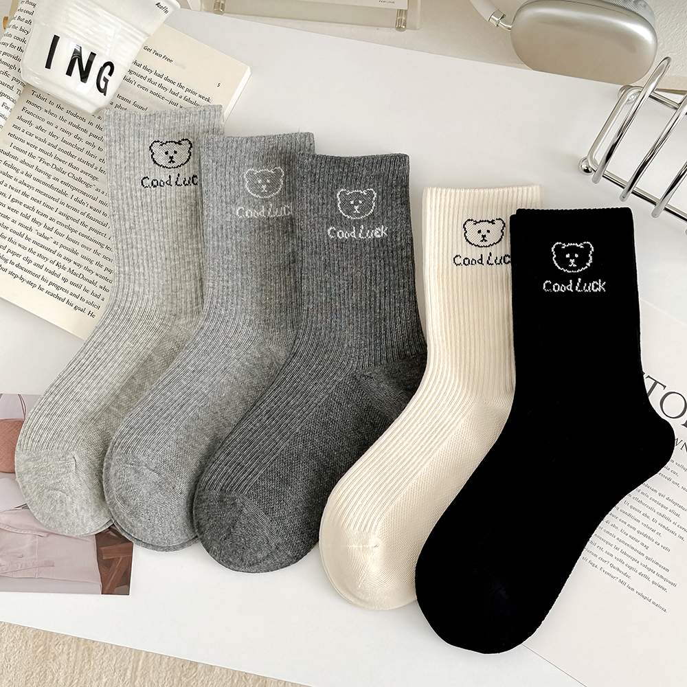 格雷灰色系袜子女长袜纯棉春秋冬
