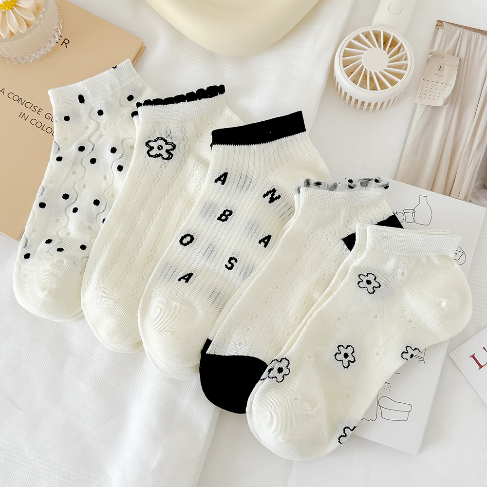 薄款花边浅口船袜透气jk风夏季