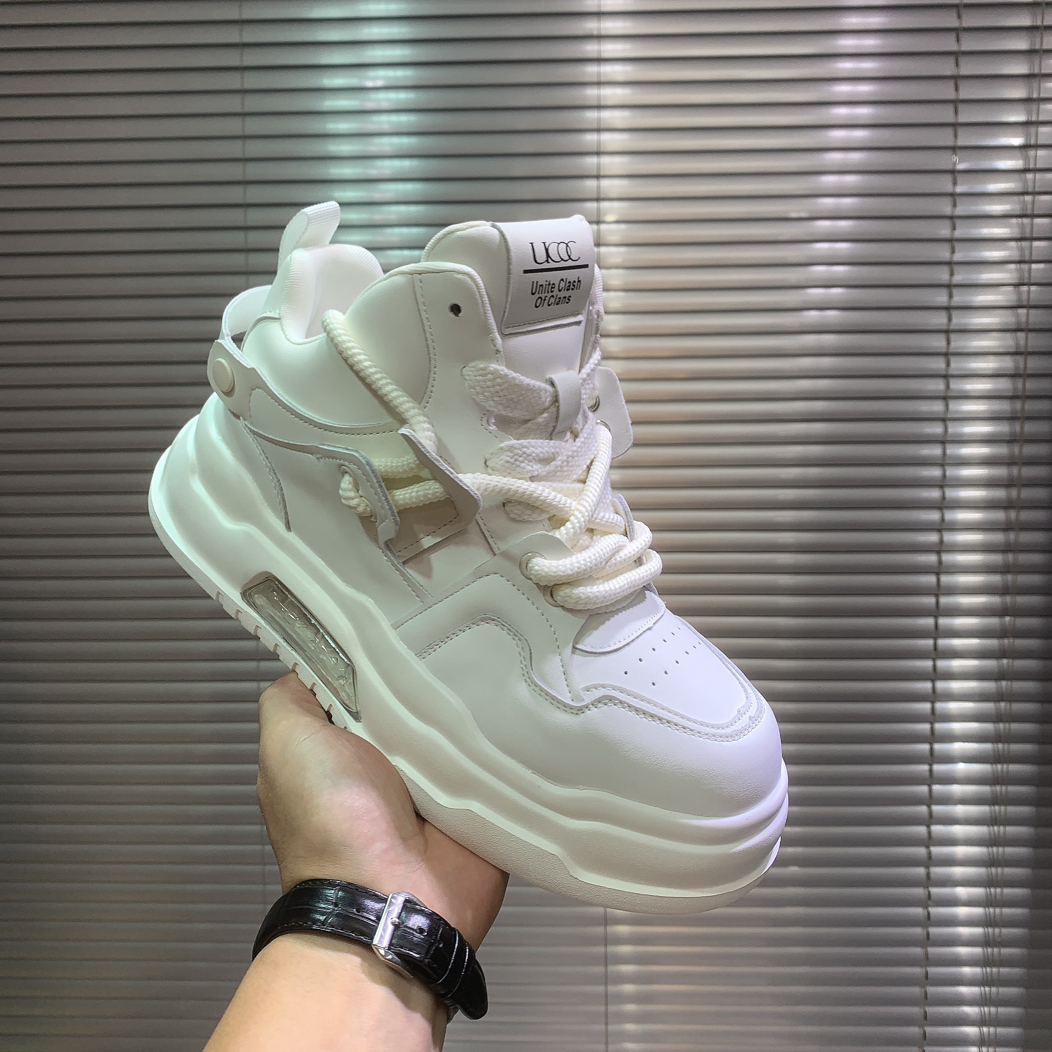 欧洲站小众设计男潮鞋重工艺增高真皮小白鞋潮厚底板鞋气垫松糕鞋,流行男鞋,时尚休闲鞋,淘宝优惠券,粉丝福利购,淘宝优惠卷