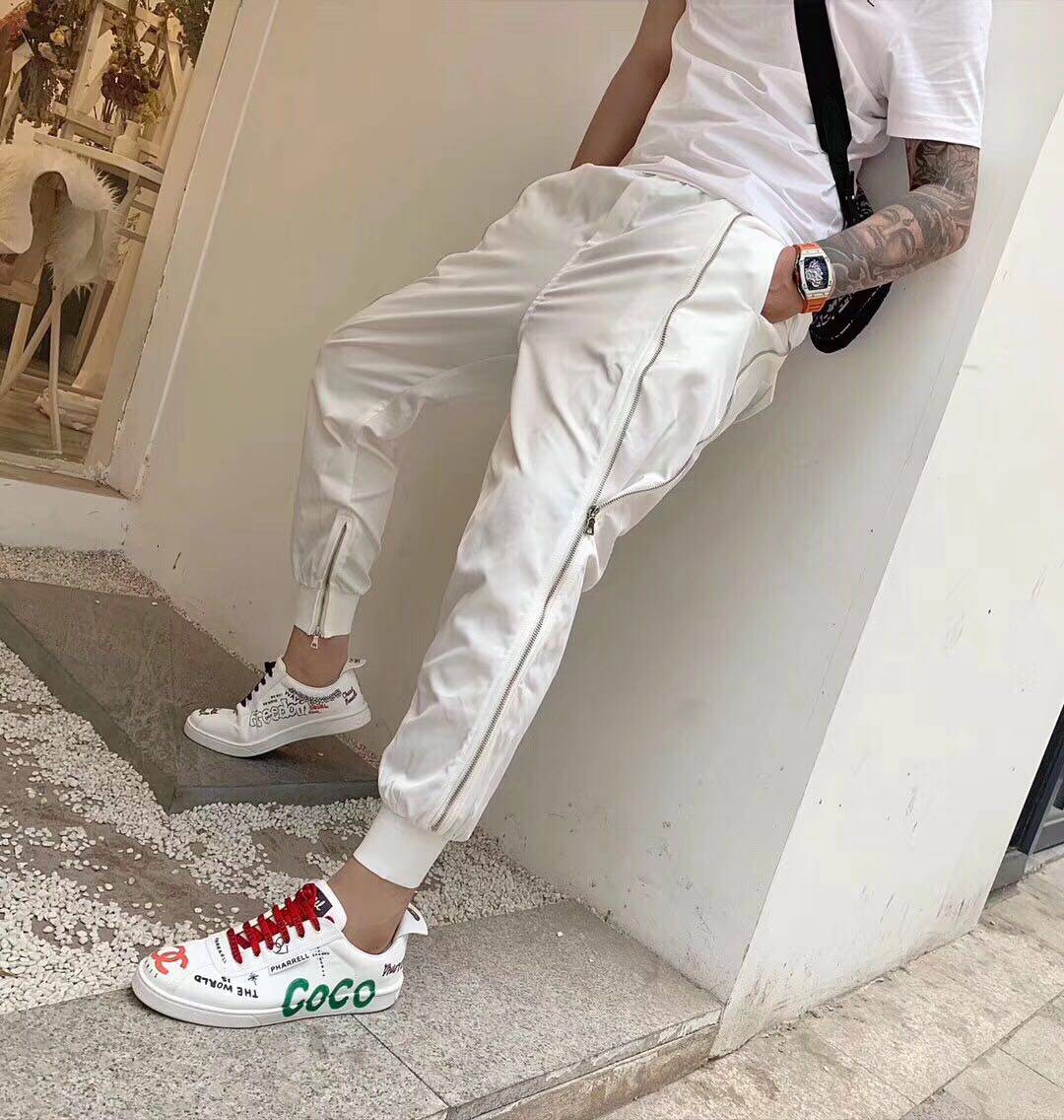快手红人潮牌拉链束腿裤两侧拉链裤脚缩腿拉链可拉可放长裤九分裤