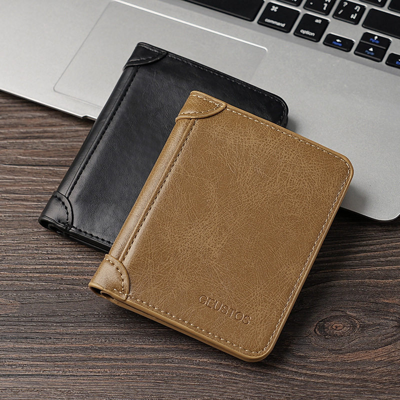 男士新款钱包真软皮质感短款超薄驾照一体卡包多功能便携男式