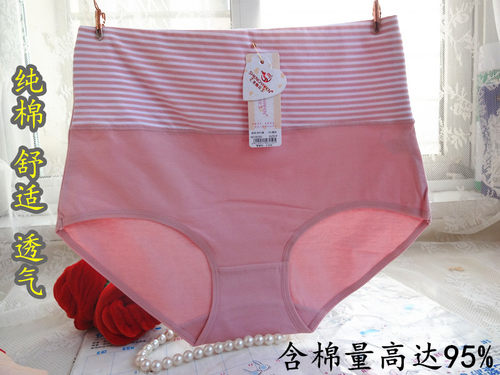 正品圣娅芬8250纯棉大码条纹高腰莱卡棉吸湿排汗透气女士三角内裤 - 封面