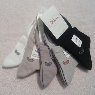 梦娜全棉短筒女袜简约时尚柔软舒适袜子精梳棉吸汗防臭