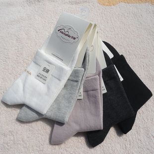 梦娜全棉女袜24秋冬新款时尚中筒柔软舒适防臭袜