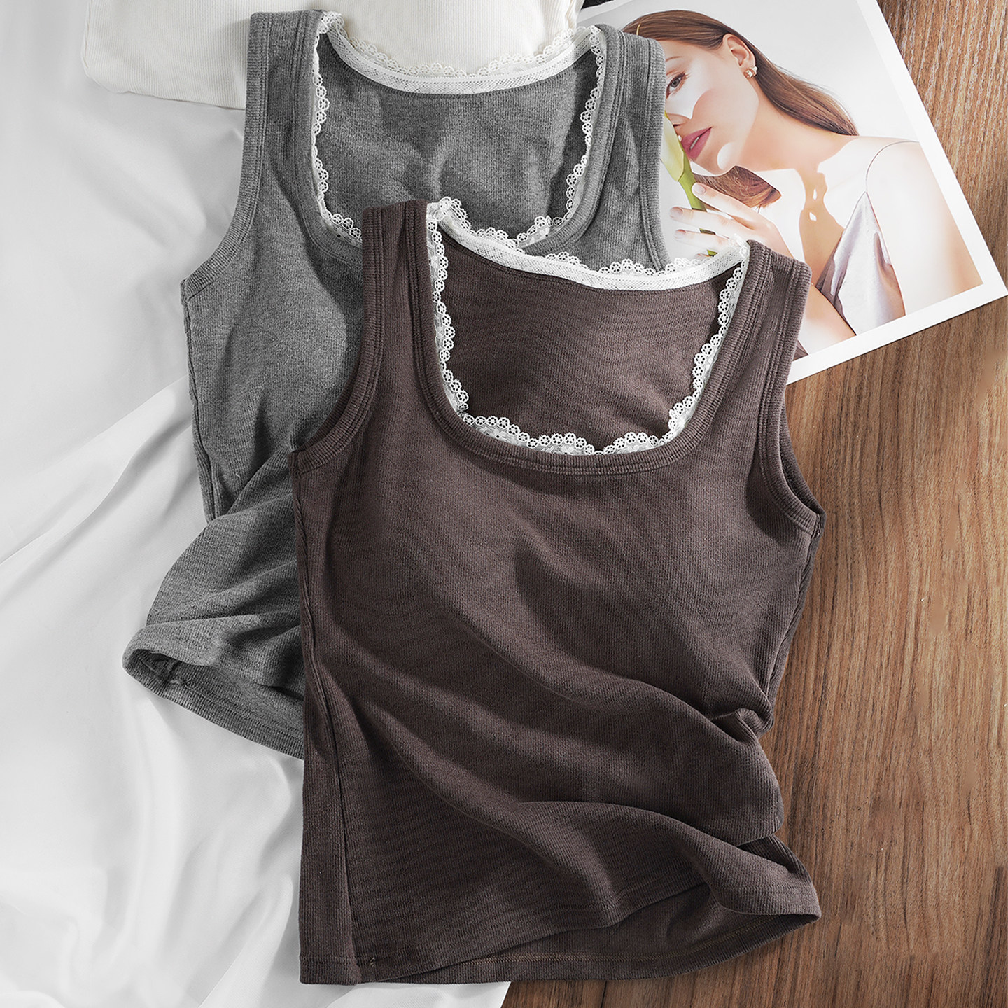 秋冬方领发热保暖背心女双面磨绒中厚带胸垫螺纹修身无袖打底上衣,女士内衣/男士内衣/家居服,保暖背心,淘宝优惠券,粉丝福利购,淘宝优惠卷