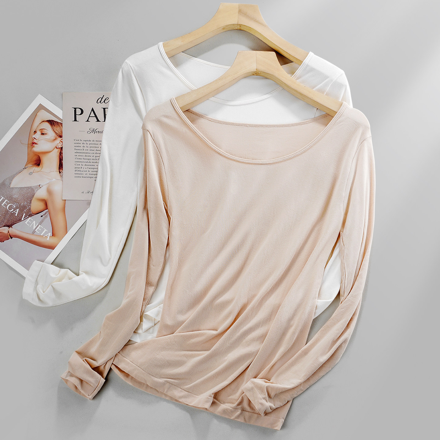 简约大圆领基础长袖内搭打底衫