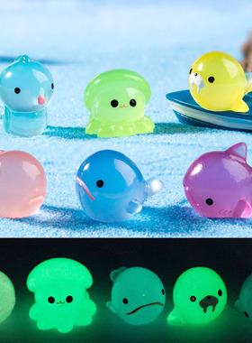 小章鱼夜光水母鲨鱼海洋动物鱼缸造景diy装饰品挂配件手工小摆件