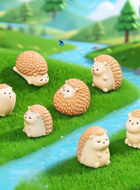 微景观可爱胖胖小刺猬公仔车载园艺造景diy装饰品配件桌面小摆件