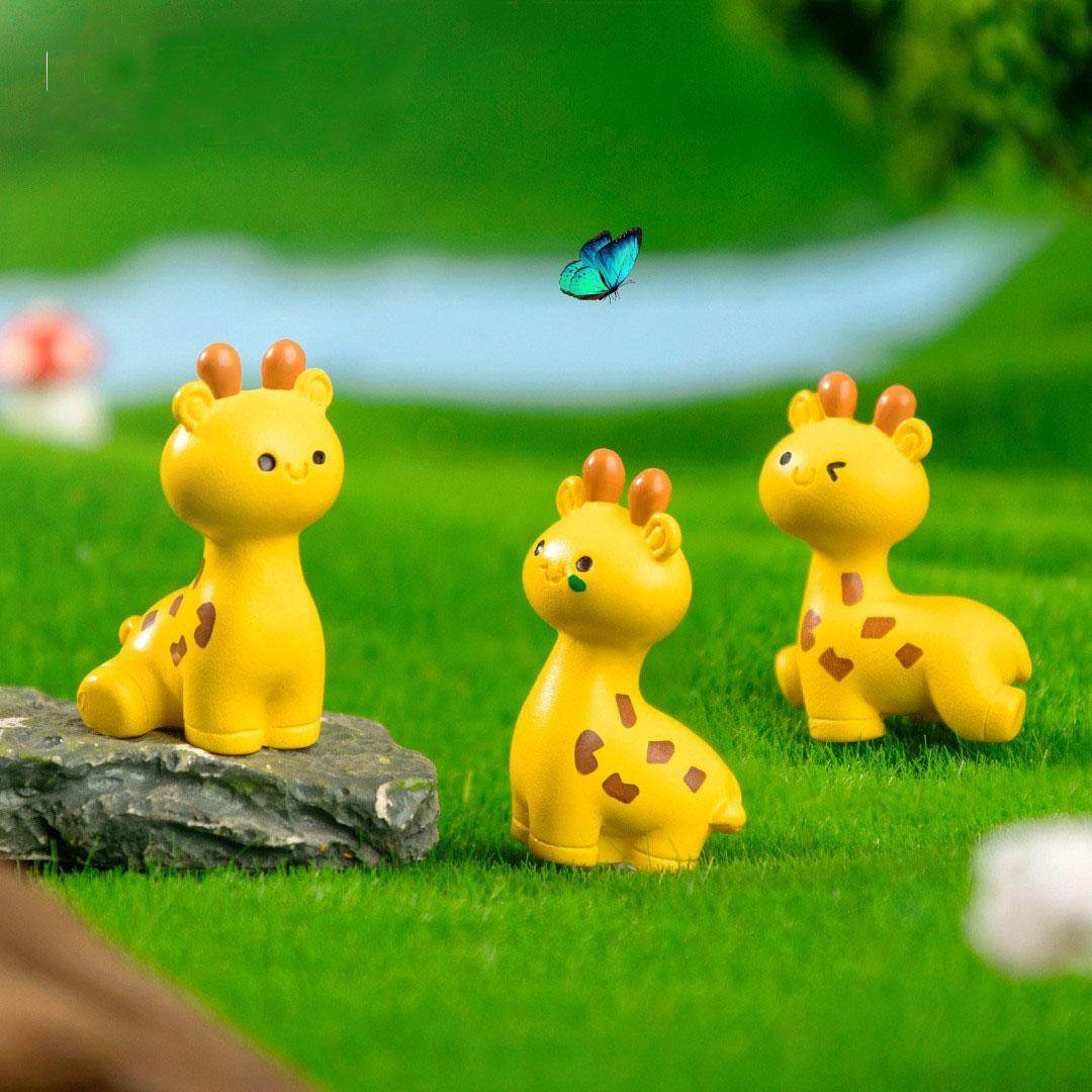微景观蛋糕装饰儿童玩具动物长颈鹿园艺造景diy配件汽车载小摆件