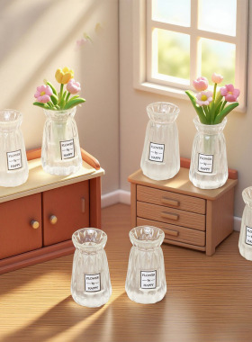 电车手工透色插画瓶 娃娃屋diy装饰品配件微景观桌面汽车载小摆件