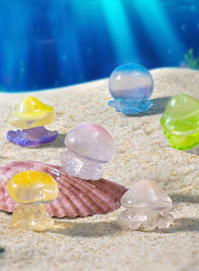 微景观学生蛋糕多彩水母海洋鱼缸造景diy装饰品配件生态瓶小摆件