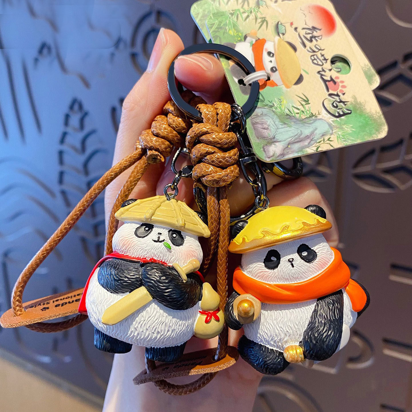 熊猫江湖车载摆件办公电脑迷你木鱼玩具学生公仔车载家具装饰礼物