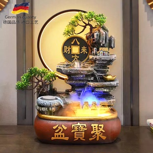 招财风水轮办公室生财摆件桌面加湿器假山流水喷泉聚财循环水景观