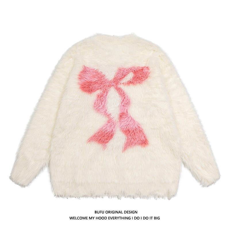 亿万少年BUFU奶甜仿貂毛毛衣女冬季宽松软糯蝴蝶结针织衫辣妹甜酷,女装/女士精品,毛衣,淘宝优惠券,粉丝福利购,淘宝优惠卷