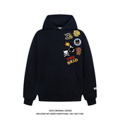 情侣款 亿万少年BUFU美式 高街刺绣连帽卫衣男女春季 宽松国潮牌外套