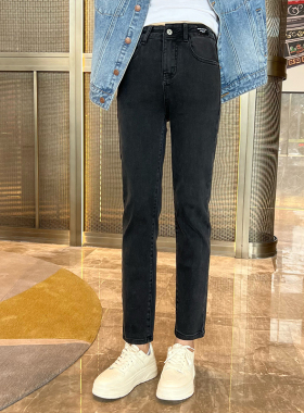 小雨女装早秋新款高腰黑色显瘦九分裤子时尚洋气百搭舒适牛仔裤女