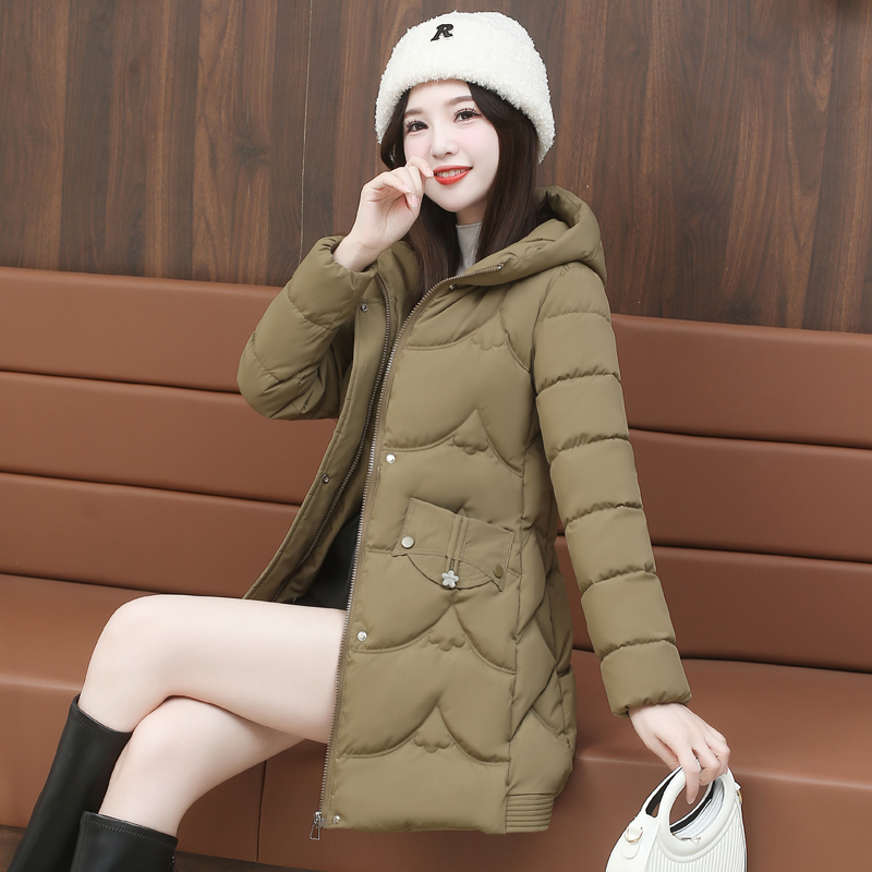 时尚洋气中长款羽绒棉服女2025冬季韩版修身显瘦减龄保暖棉服棉袄
