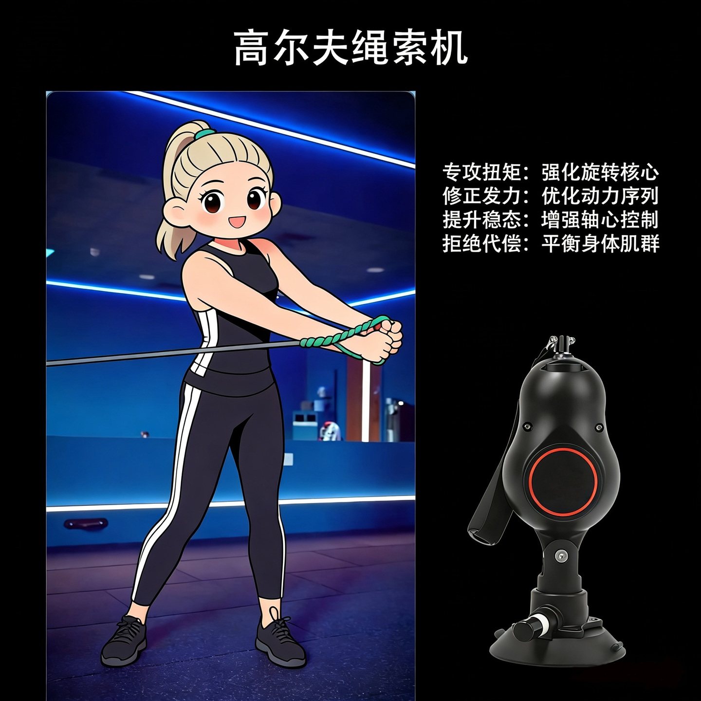 Xnells高尔夫绳索机 强化旋转核心、优化动力序列、增强轴心控制
