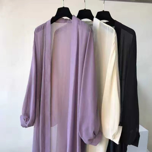 防晒衣服女长款仙女过膝夏季韩版宽松百搭超仙中长款雪纺薄款外套