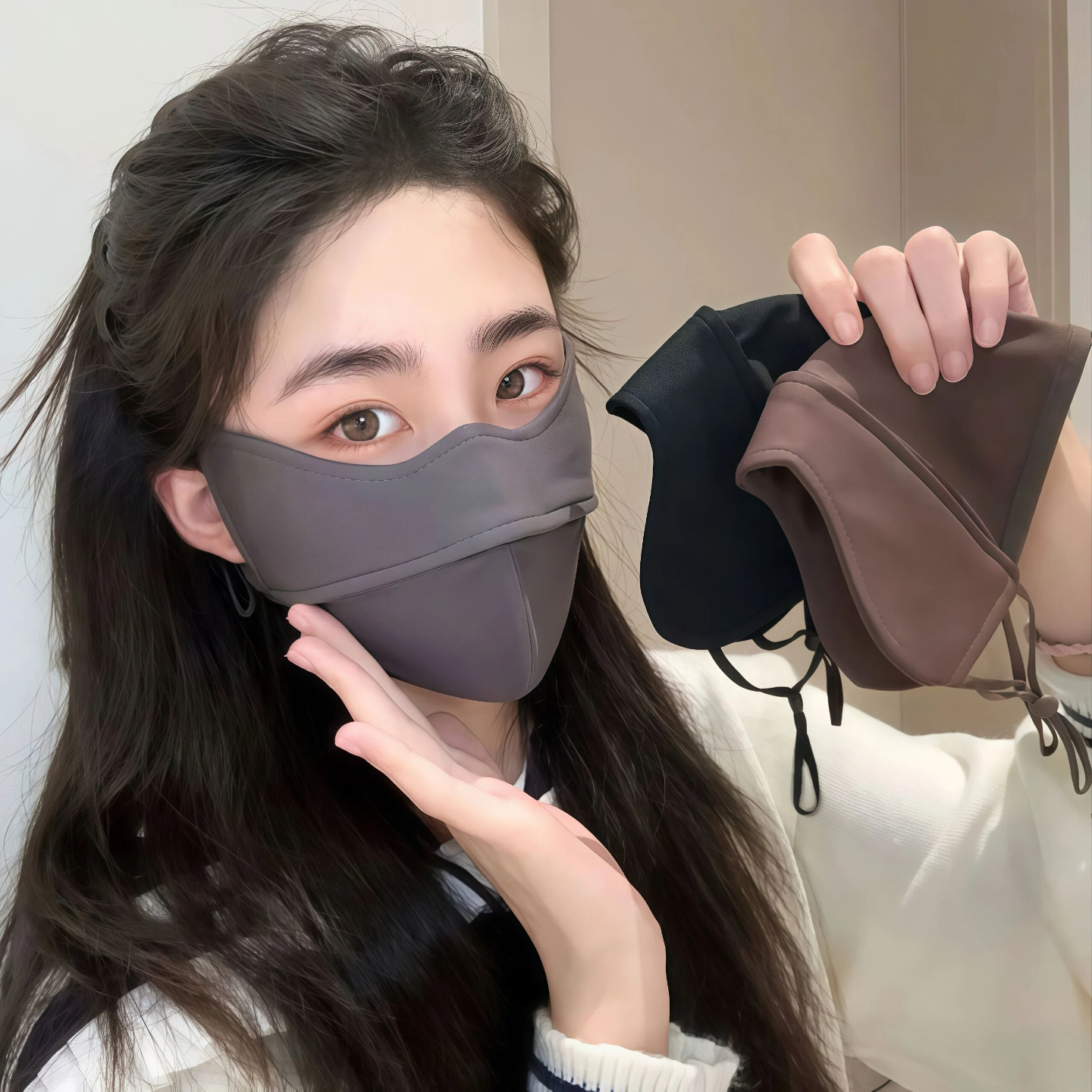 立体保暖口罩女高颜值护眼角显脸小冬季加厚防风防寒骑行透气面罩